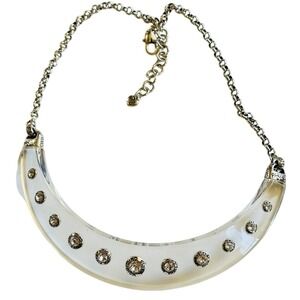 Brighton On the rocks Collar Necklace acrylic Silver Plated Crystal chunky 19"L